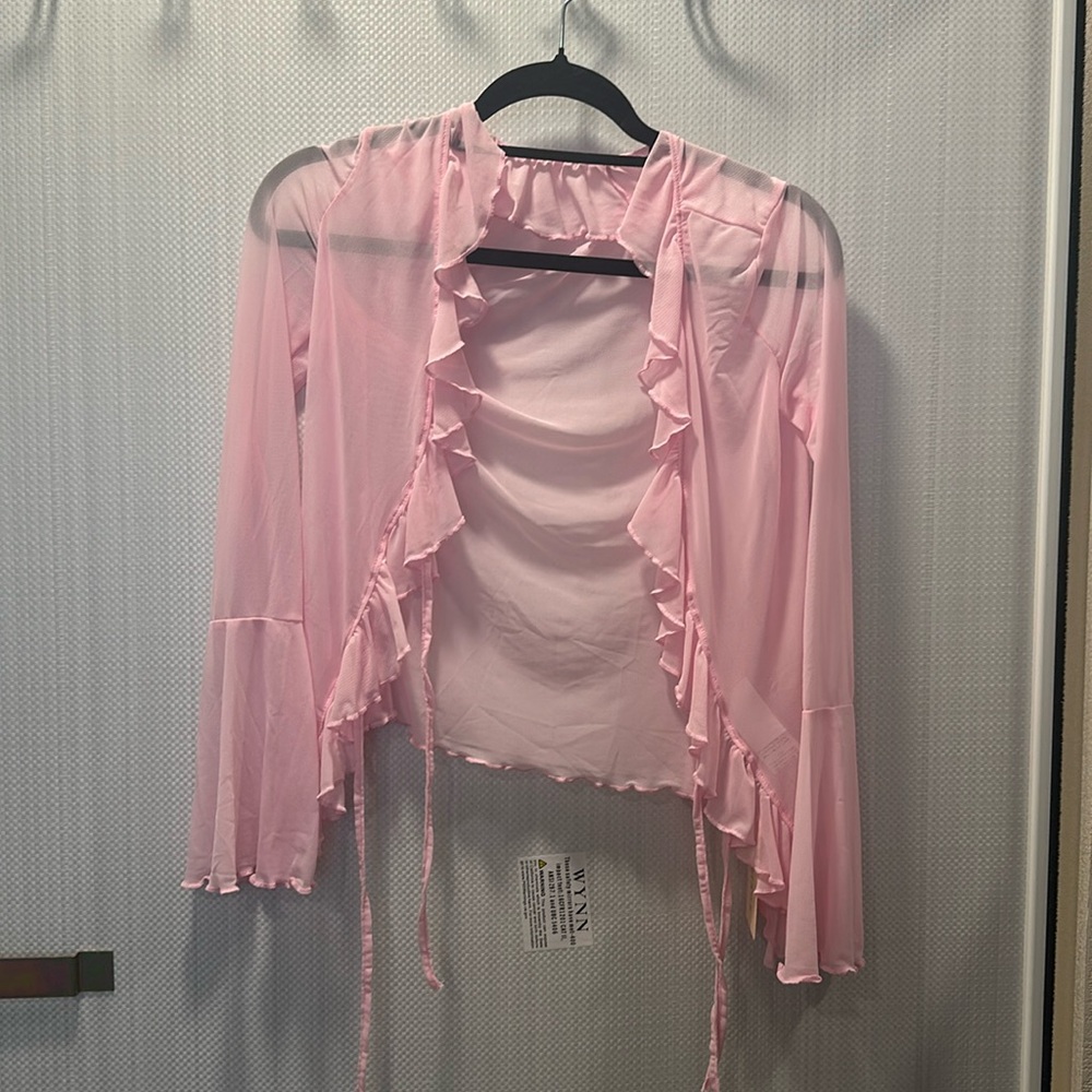 SHEIN Pink Sheer Long Sleeve